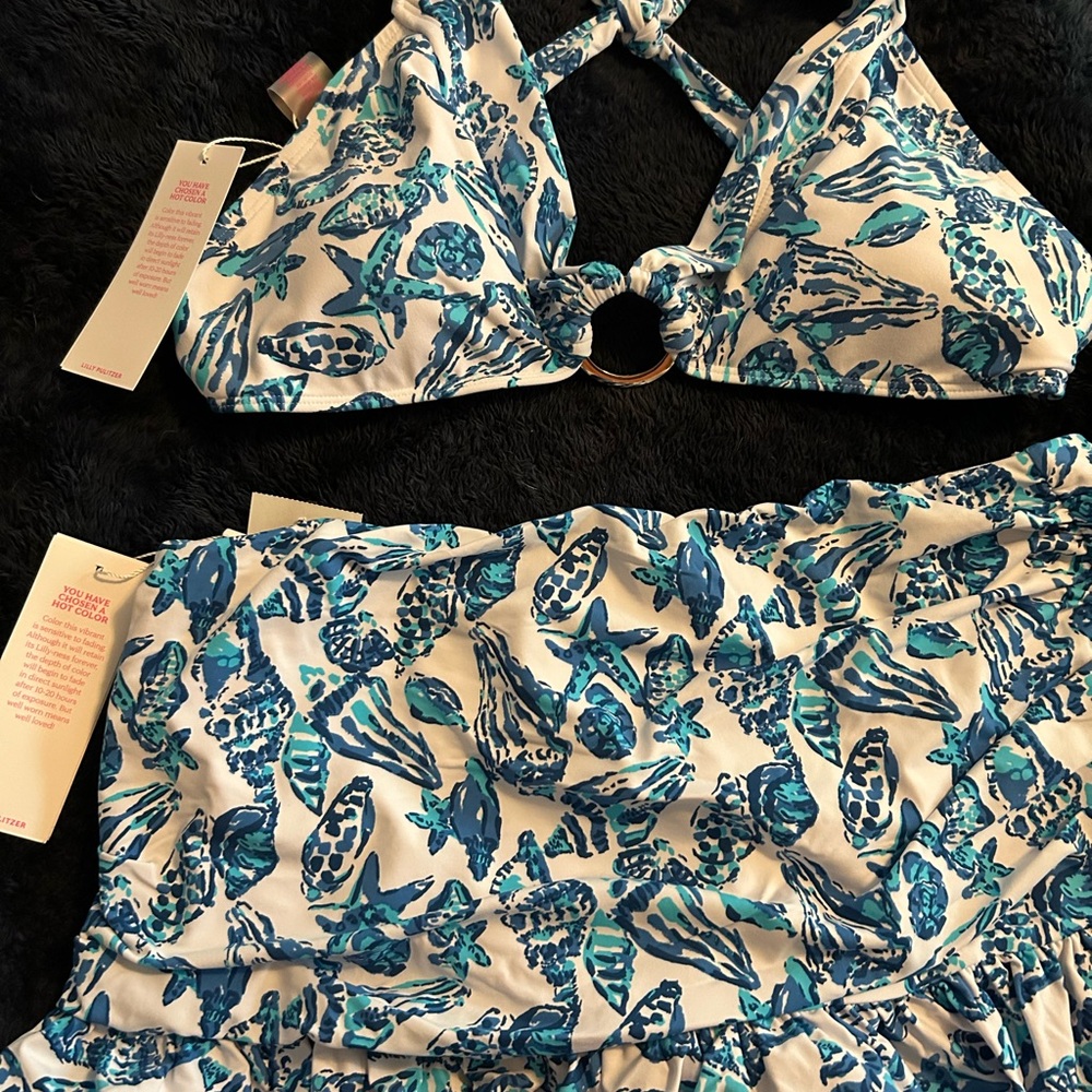 Lilly Pulitzer Bikini Shell Collector skirted bottom and triangle top size 10